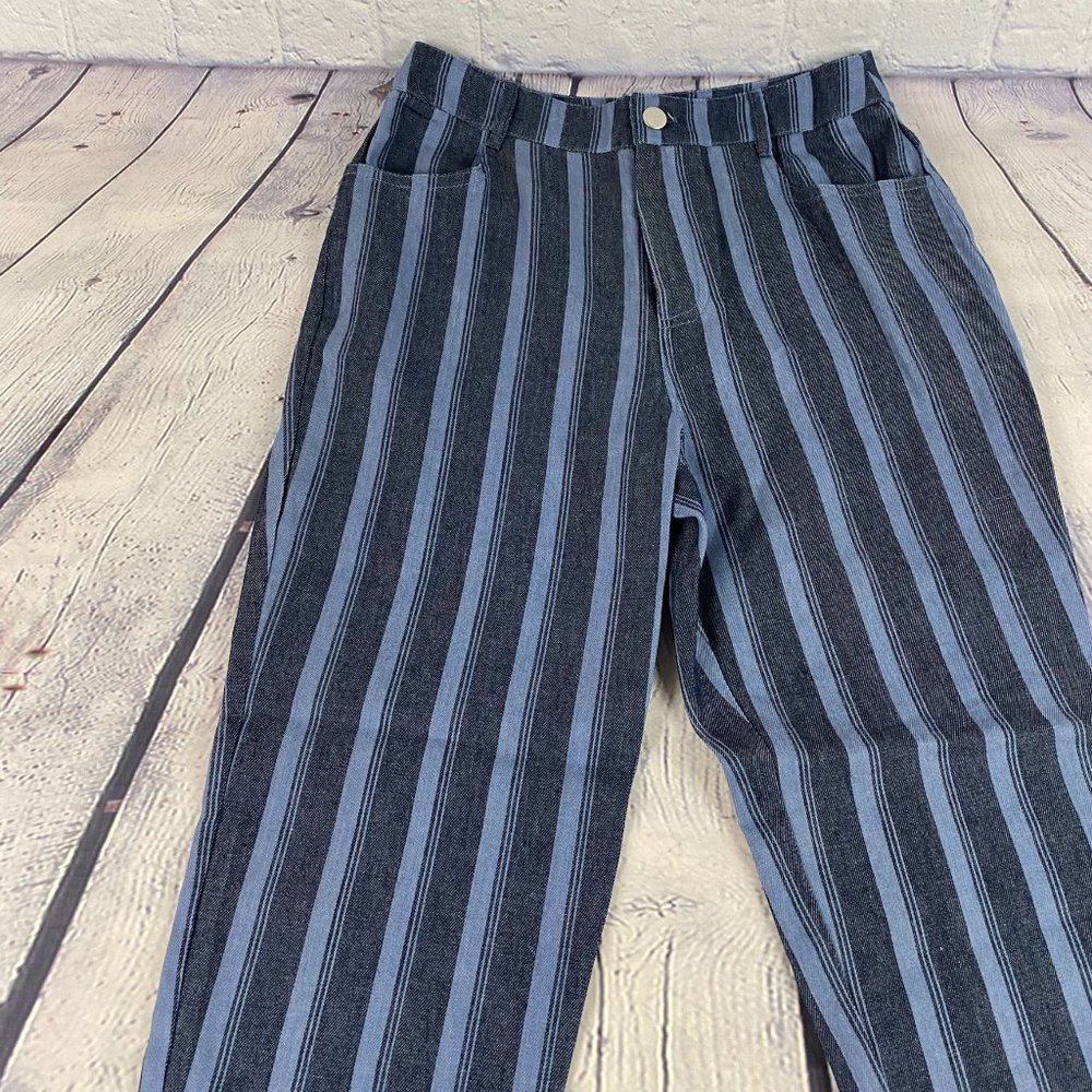 Wild Honey Striped High Waisted Chambray Twill Pants - Picture 3 of 8